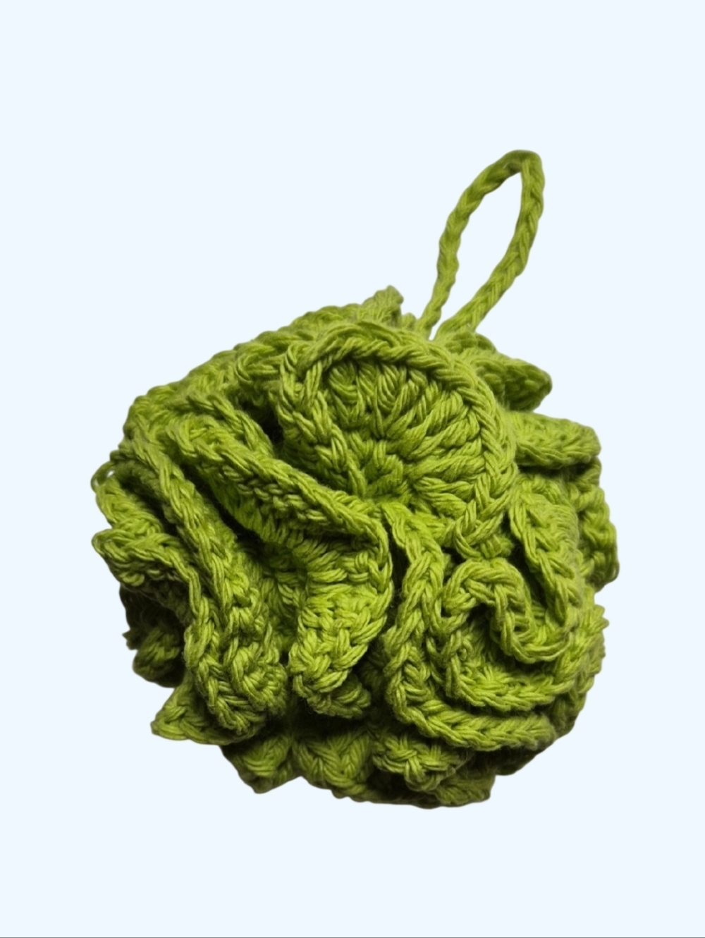Cotton Handmade Crocheted Shower Bath Loofah Spa Time Scrubber-Lime Green